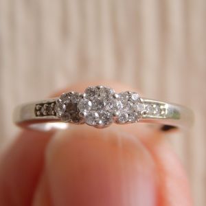 1/5 CT Diamond Triple Flower Ring 10K White Gold